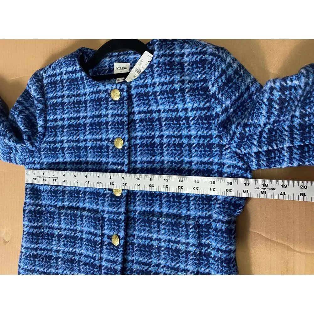 NWT J. CREW JACKET LADY BLAZER BLUE GOLD TWEED CLASSIC PREPPY WORK OFFICE CASUAL - Picture 15 of 16